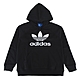 adidas 大三葉草LOGO設計棉質混紡長袖帽T(男款/黑x白) product thumbnail 1