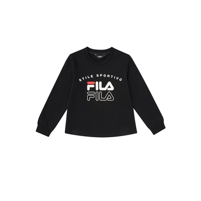 FILA KIDS 女童長袖圓領上衣-黑色 5TEX-8908-BK