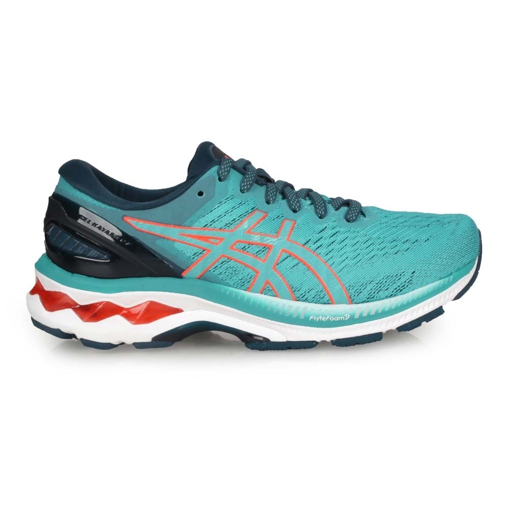 ASICS GEL-KAYANO 27女慢跑鞋-WIDE-寬楦 亞瑟膠 亞瑟士 1012A713-300 湖水綠橘