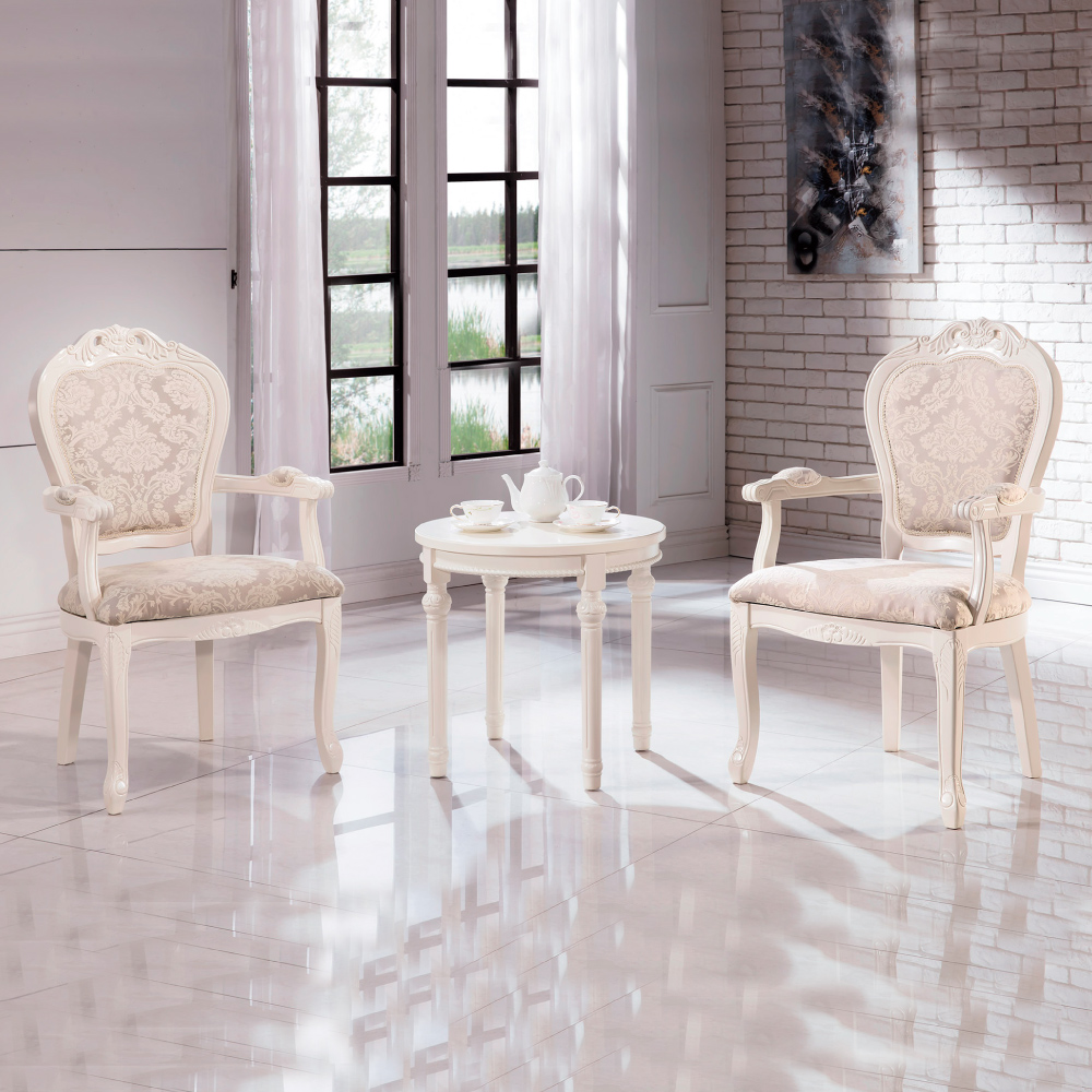 AS DESIGN雅司家具-凱爾賽白色房間桌椅組(一桌兩椅)