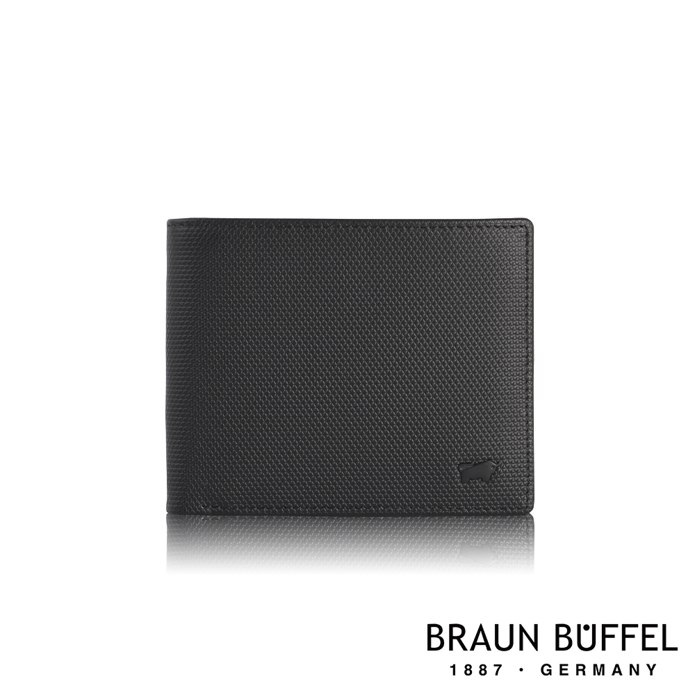 【BRAUN BUFFEL 德國小金牛】台灣總代理 約定 12卡中間翻透明窗短夾-黑色/BF385-317-BK