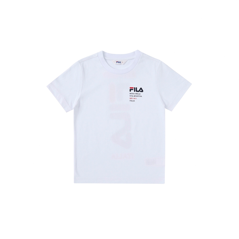FILA KIDS 童短袖圓領T恤-白色 1TEX-4402-WT
