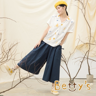 betty’s貝蒂思　鬆緊腰穿帶長版寬褲裙(藍色)