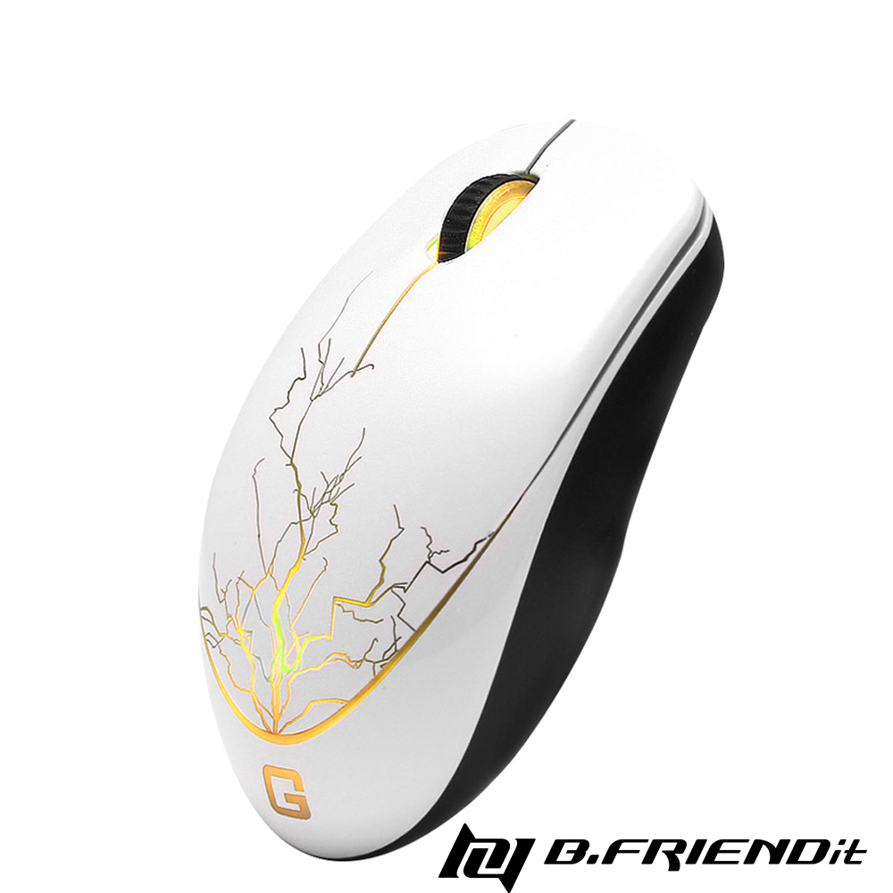 B.Friend IGM1 G-Mouse 遊戲發光有線滑鼠 (閃電設計款)-白