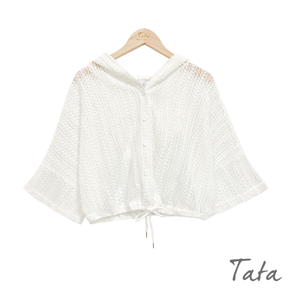 TATA 鏤空排扣抽繩短版上衣-共三色-F product image 1