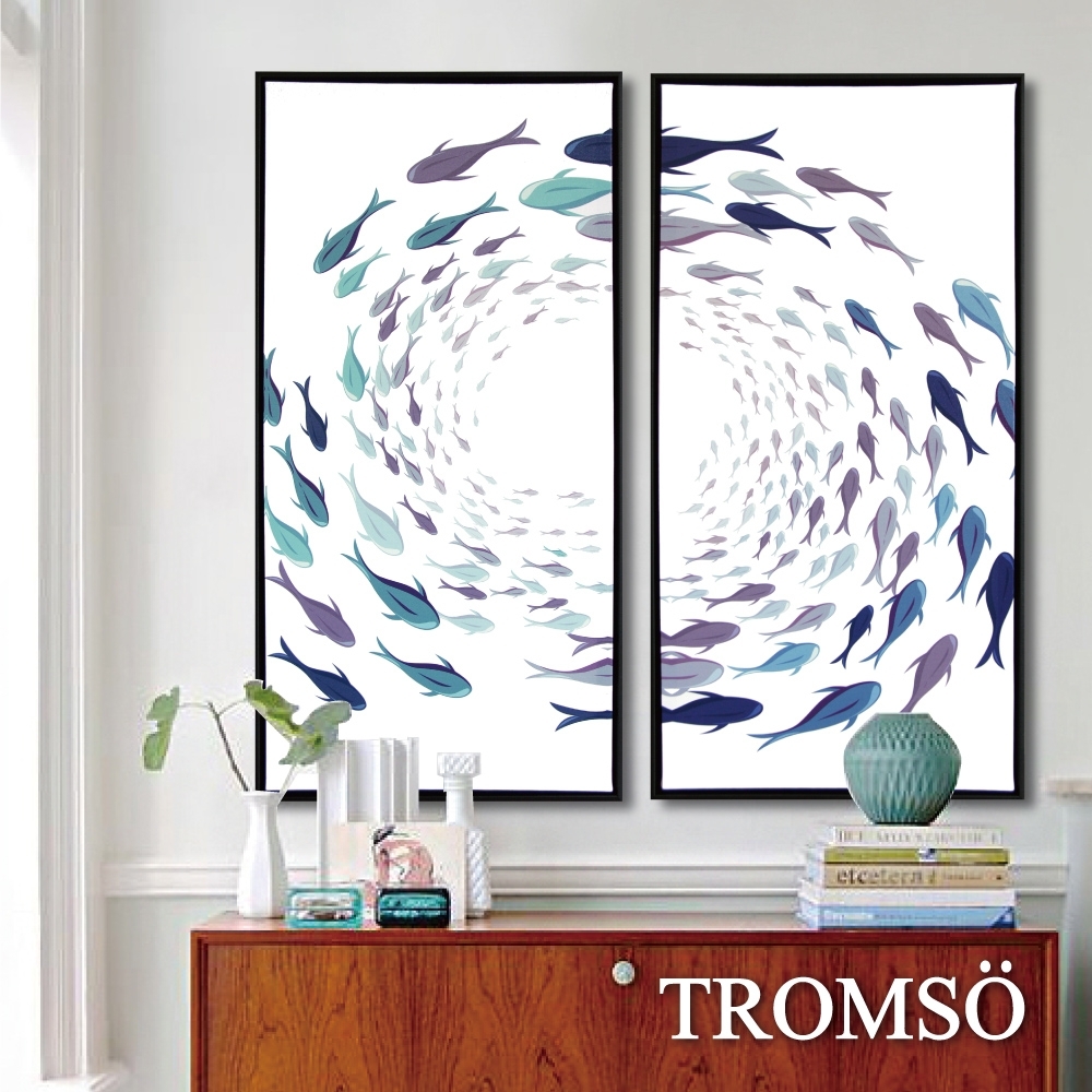 TROMSO北歐時代風尚有框畫-無限游魚40X80CM