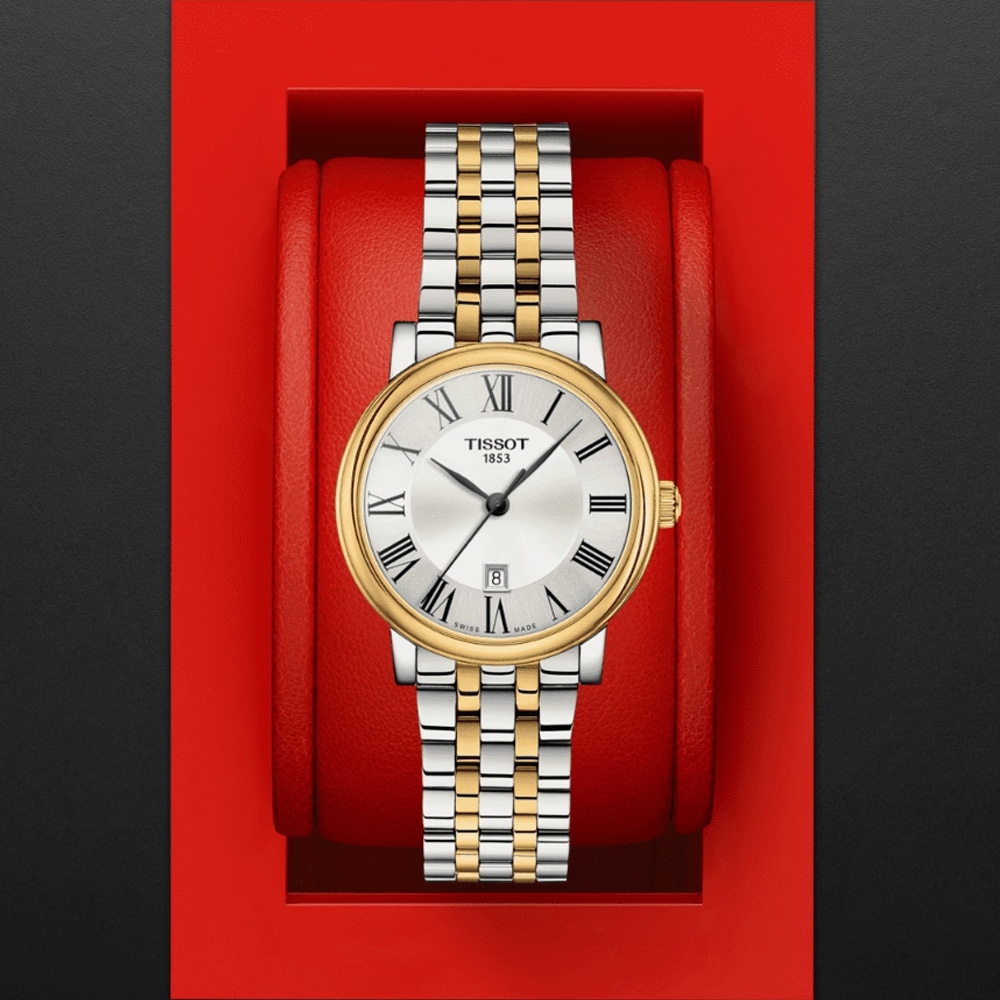TISSOT天梭 官方授權 CARSON系列 經典羅馬女性腕錶 母親節 禮物 30mm/T1222102203300