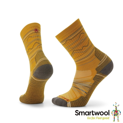 官方直營 Smartwool 機能戶外全輕量減震山嶺印花中長襪 蜂蜜黃 美麗諾羊毛襪 登山襪 保暖襪 除臭襪