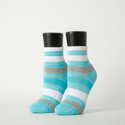 Footer除臭襪-條紋甜心運動氣墊襪-六雙入(黑*2+淺藍*2+灰紫*2)