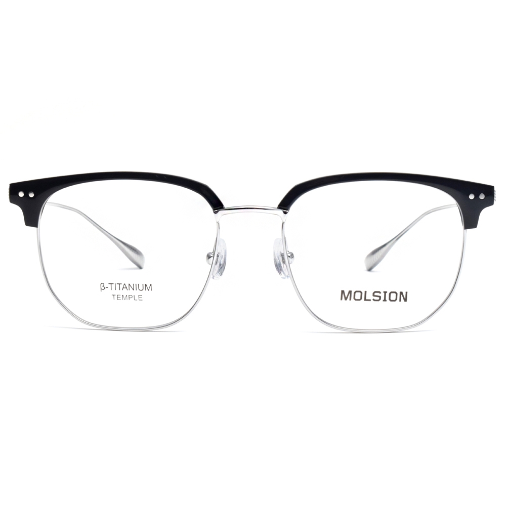 MOLSION 斯文眉框光學眼鏡/黑銀#MJ6160 B15 | 一般鏡框| Yahoo奇摩購物中心