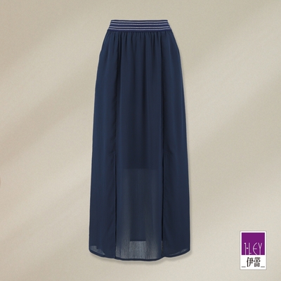 ILEY伊蕾 簡約質感整圈鬆緊雪紡長裙(深藍色；M-XL)1232062222