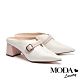 拖鞋 MODA Luxury 都會小復古羊皮尖頭高跟穆勒拖鞋－米白 product thumbnail 1