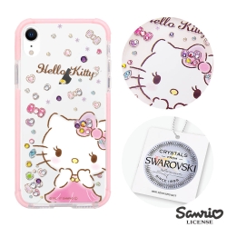 三麗鷗 Kitty iPhone XR 6.1吋施華彩鑽四角防撞手機殼-寶石凱蒂