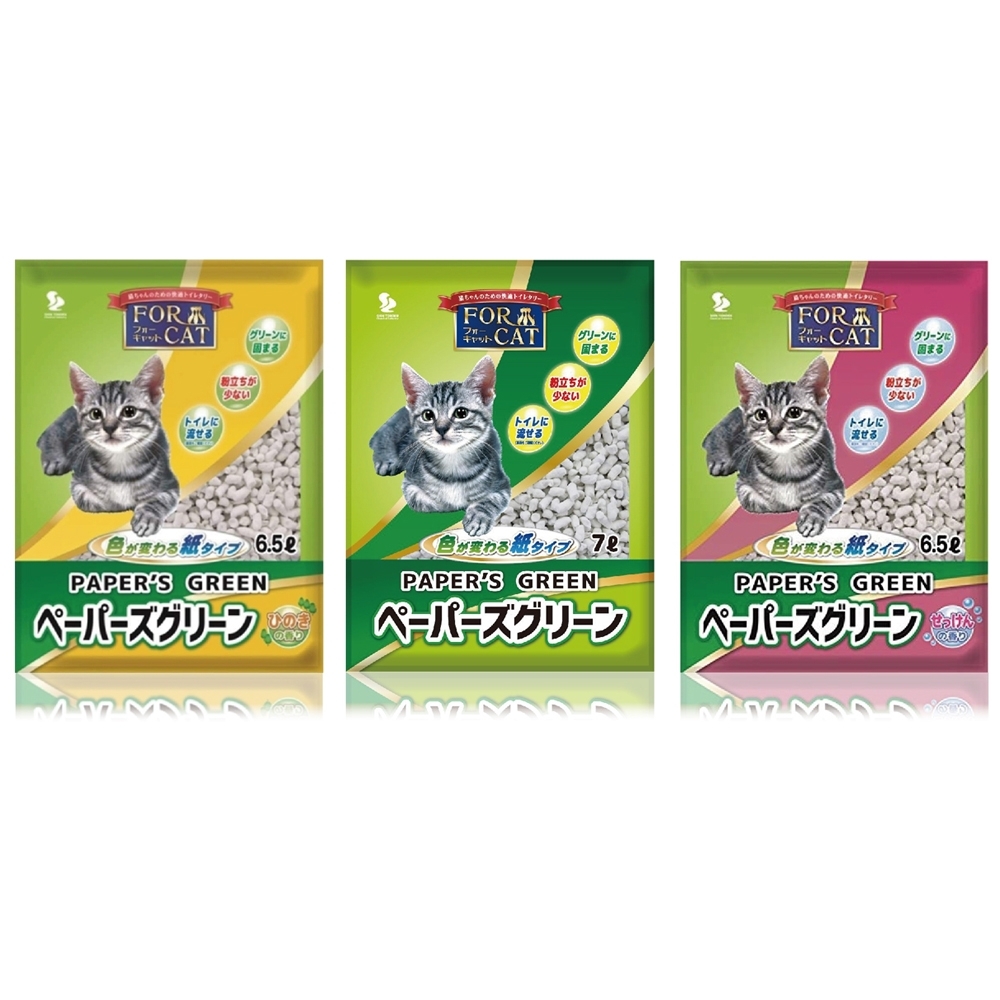 日本FORCAT-變色凝結紙貓砂《無香/檜木香/肥皂香》四包組