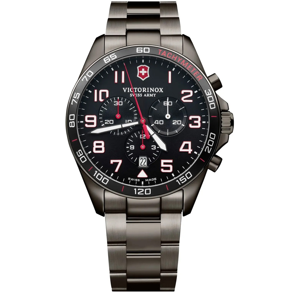 VICTORINOX瑞士維氏 Fieldforce 經典計時腕錶-黑 42mm / VISA-241890