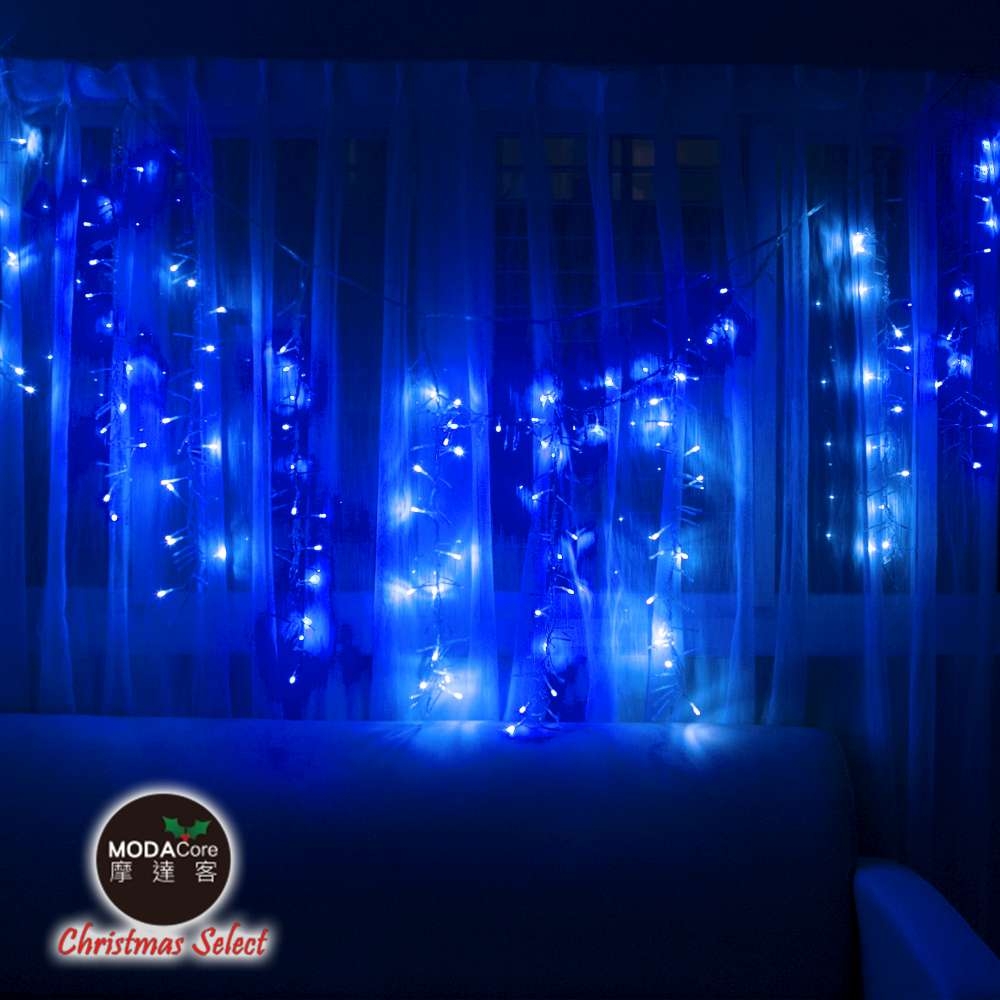 摩達客-480LED鞭炮冰條燈-藍白光透明線-聖誕燈情境裝飾燈-附贈IC控制器