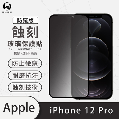 o-one APPLE iPhone 12 Pro 防窺版 滿版專利蝕刻防塵玻璃保護貼