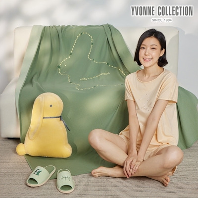 YVONNE 以旺傢飾 星鍊兔 雙人薄紗毯-尤加利綠