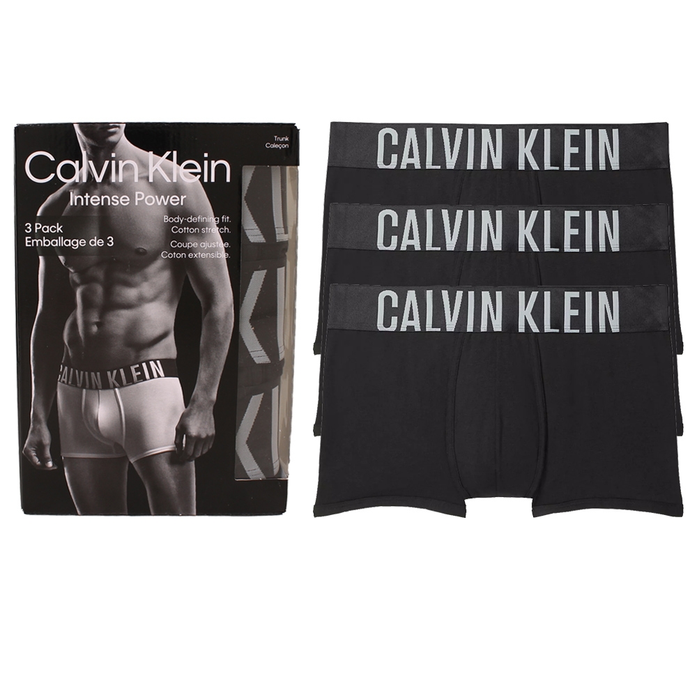 Calvin Klein】CK Intense Power舒適彈性短版男四角內褲-黑色三件組(CK