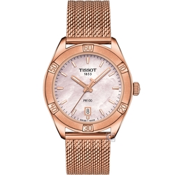 TISSOT 天梭 官方授權 PR 100經典玫瑰金色女錶(T1019103315100)36mm