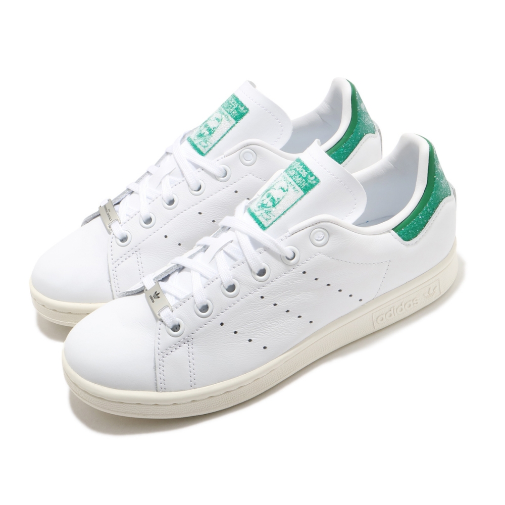 adidas 休閒鞋 Stan Smith 復古 低筒 女鞋 愛迪達 三葉草 老人頭 施華洛世奇 水鑽 白 綠 FX7482