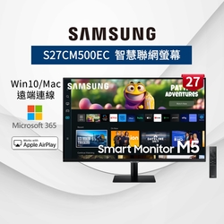 SAMSUNG三星 27型 M5 智慧聯網螢幕 S27CM500EC - 黑