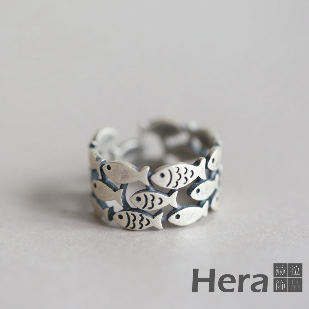 【Hera 赫拉】精鍍銀可愛游魚手工開口可調戒指 H111040504