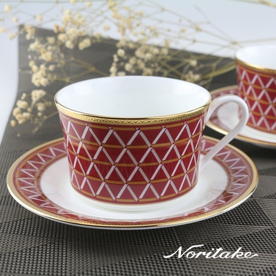 【NORITAKE】芎頂虹光金邊咖啡對杯