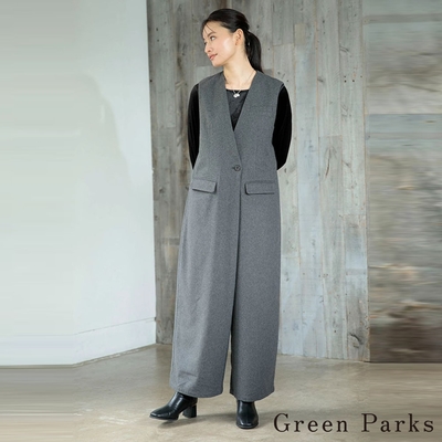 Green Parks V領口袋設計連身褲