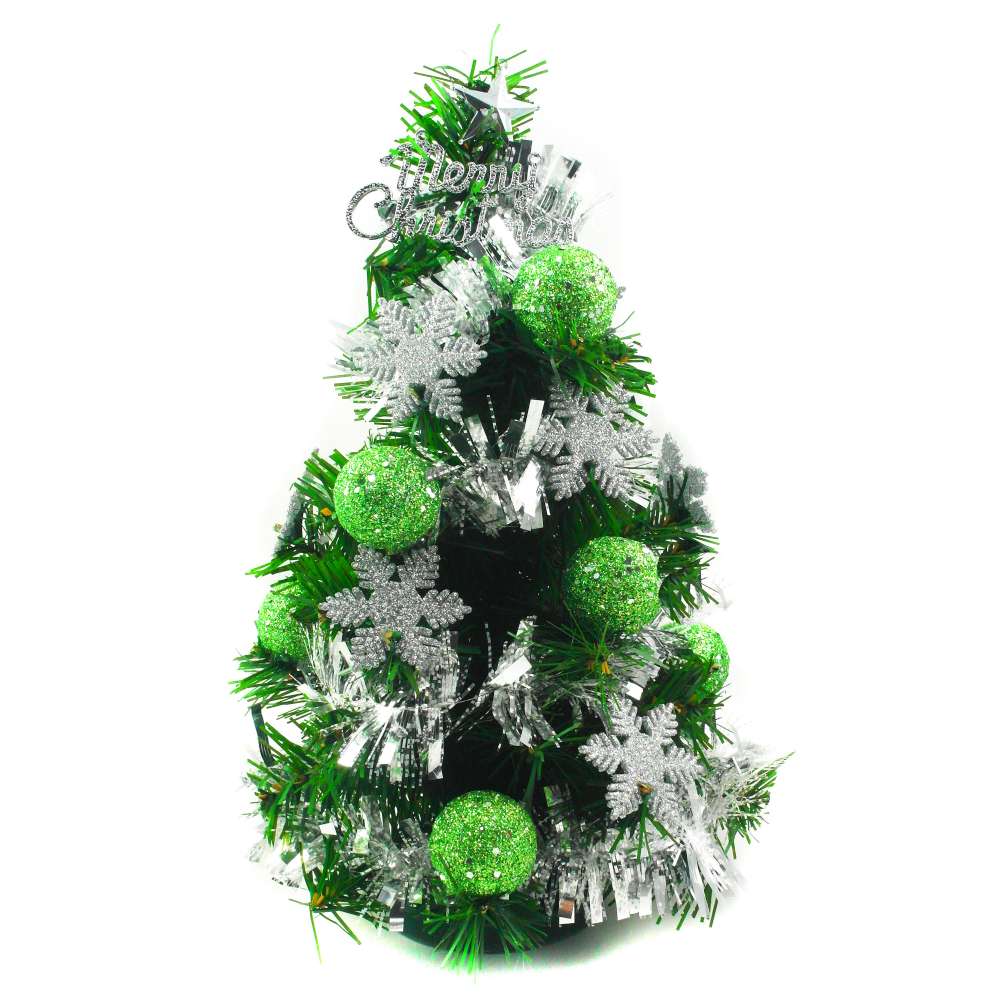 交換禮物-摩達客 迷你1尺(30cm)裝飾綠色聖誕樹(綠球雪花系)
