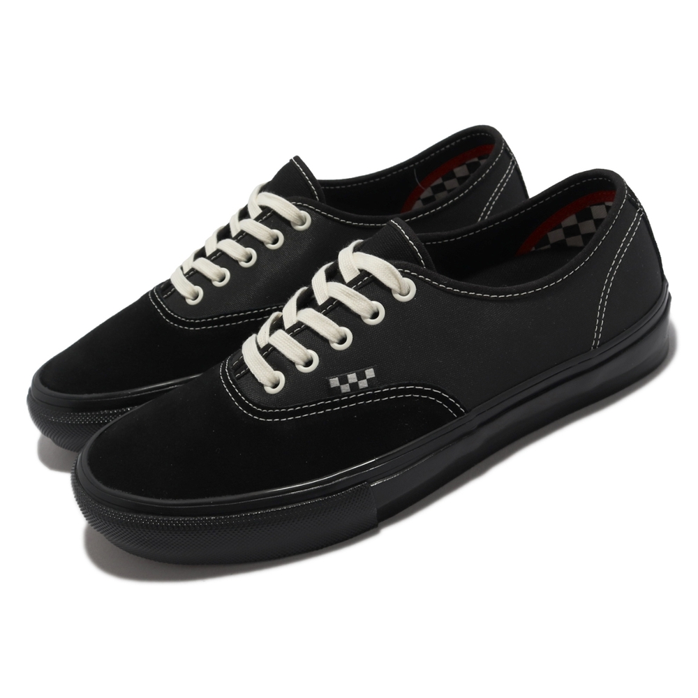 Vans 滑板鞋Skate Authentic 男鞋女鞋黑麂皮棋盤格小標帆布VN0A5FC8BLK