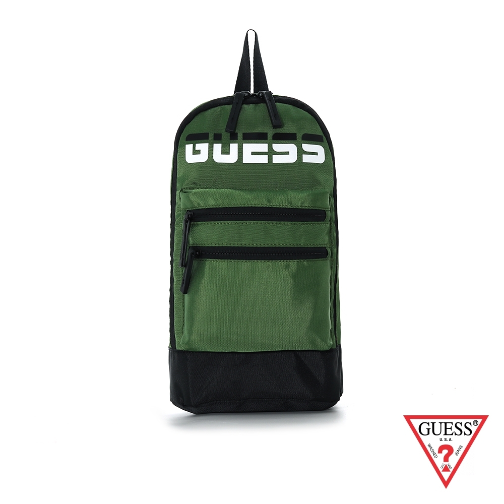 GUESS-男包-時尚撞色LOGO簡約單肩包-軍綠 原價1590