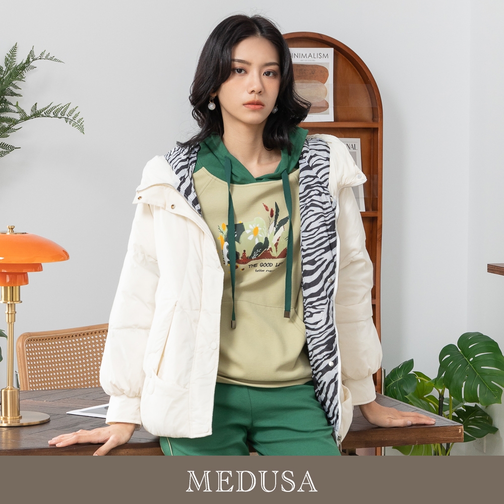 現貨【MEDUSA 曼度莎】I'care 超蓬鬆鈕釦米白羽絨外套（F）｜女外套 夾克 羽絨大衣