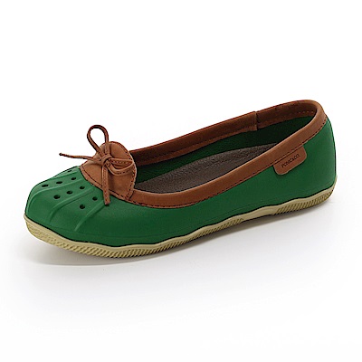 美國加州 PONIC&Co. ELLA 防水輕量 娃娃鞋 雨鞋 綠色 防水鞋 懶人鞋 休閒鞋 環保膠鞋 平底 真皮滾邊