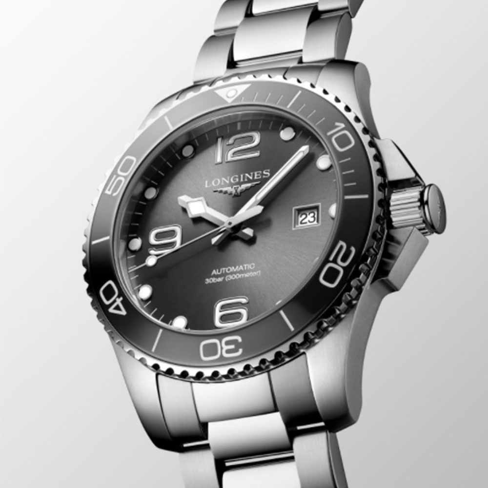 LONGINES浪琴 官方授權 深海征服者 浪鬼 陶瓷 潛水機械腕錶 灰 新年禮物 /43mm L3.782.4.76.6