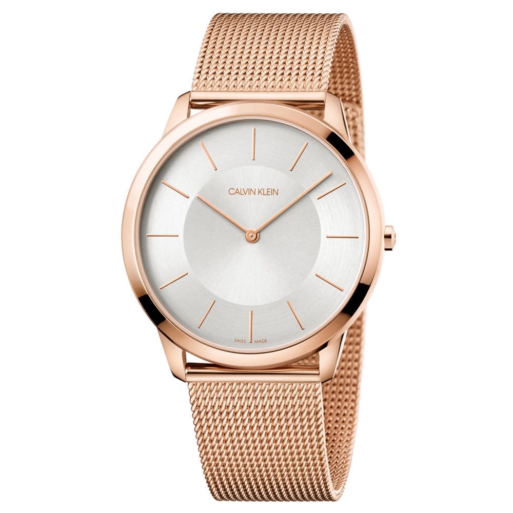Calvin Klein Minimal 亮金極簡風格米蘭帶腕錶 K3M2T626 (銀白)
