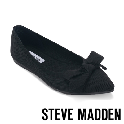 STEVE MADDEN-GINA 彈性蝴蝶結尖頭娃娃鞋-黑色