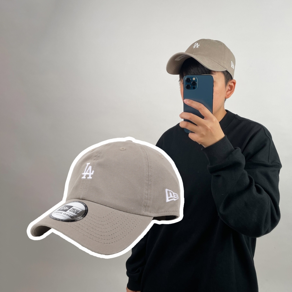 New Era 棒球帽Casual Classic MLB 棕白可調式帽圍洛杉磯道奇LAD 老帽 