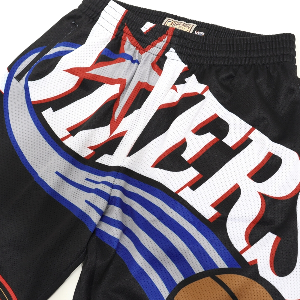 Mitchell & Ness 球褲NBA Big Face 黑紅76人復古Logo 短褲MN20ASH03P7 