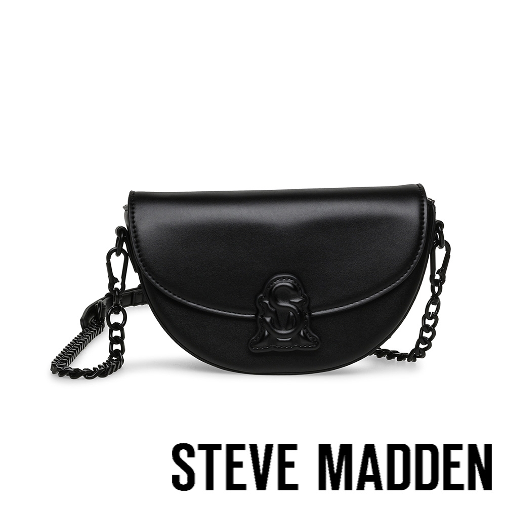 STEVE MADDEN-BTANNER 質感素面斜背半月包-黑色