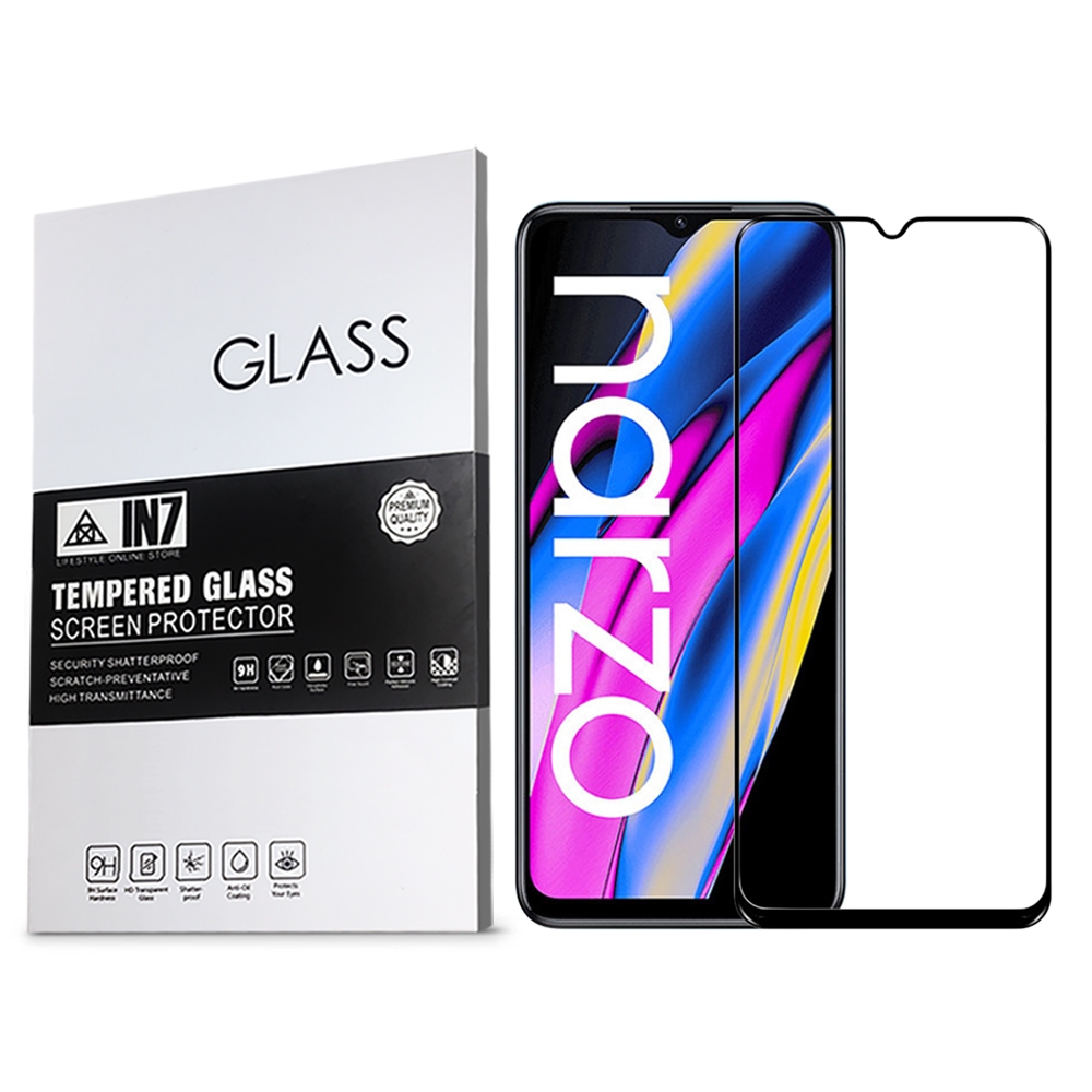 IN7 realme narzo 50A (6.5吋) 高清 高透光2.5D滿版9H鋼化玻璃保護貼-黑色