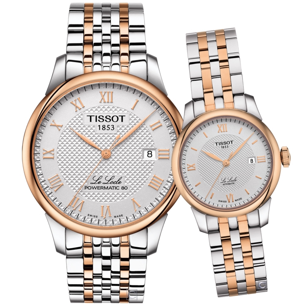 TISSOT 天梭 官方授權 真情相擁機械對錶-39+29mm