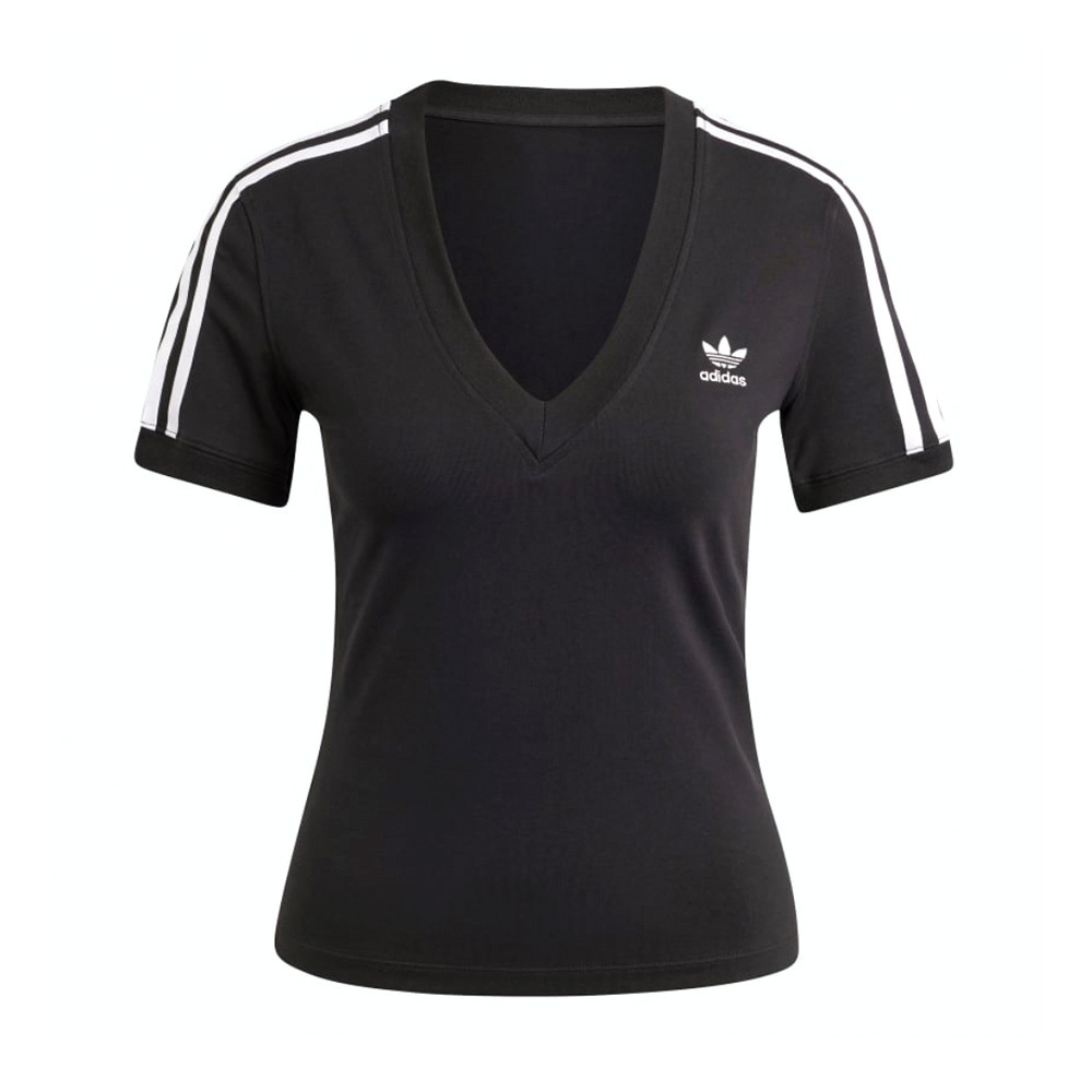Adidas 3 S V-NECK Tee IU2416 女 短袖上衣 深V領 經典 三葉草 休閒 時尚 黑