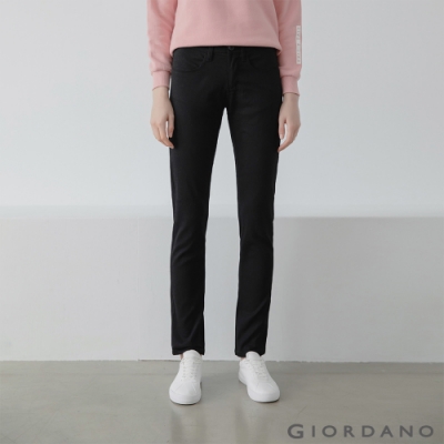 GIORDANO  女裝中腰經典窄管休閒長褲 - 01 標誌黑