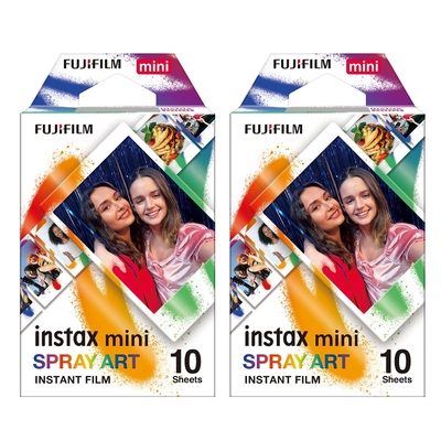 【FUJIFILM】富士 instax mini SPRAY ART 噴畫藝術底片 2入組 拍立得底片 黑邊底片 富士即可拍 相機底片