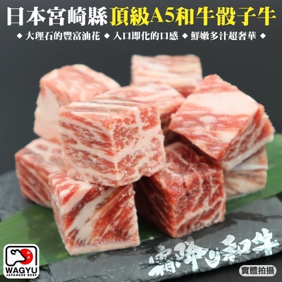 【海陸管家】日本宮崎縣頂級A5和牛骰子牛1包(每包約120g)(滿額)