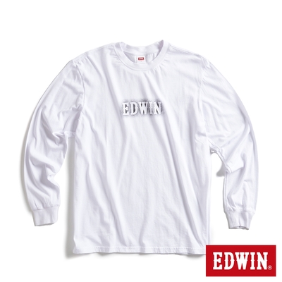 EDWIN 網路獨家 雜訊LOGO長袖T恤-男-白色