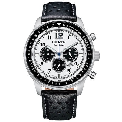 CITIZEN星辰 Chronograph 亞洲限定款熊貓光動能計時男錶-CA4500-32A-44mm