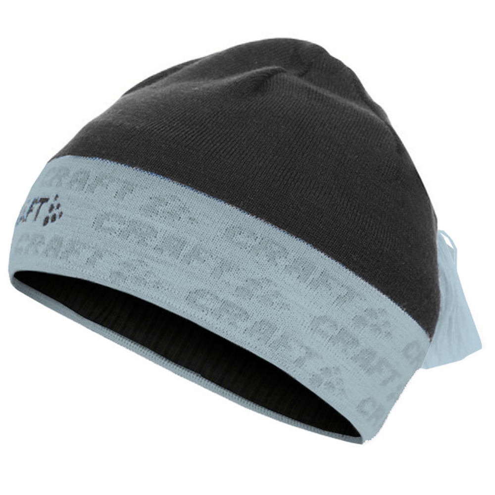 瑞典 Craft LOGO HAT 經典LOGO帽.彈性透氣保暖針織羊毛帽_黑色