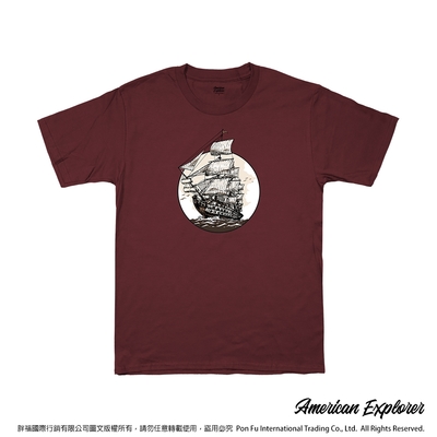 American Explorer 美國探險家 印花T恤(客製商品無法退換) 圓領 美國棉 T-Shirt 獨家設計款 棉質 短袖 -復古帆船